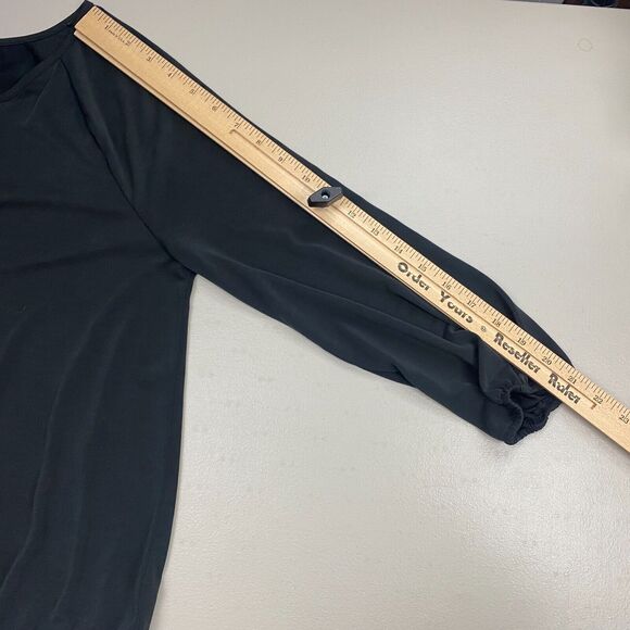 Crosby Top Womens Medium Black Keyhole V Neck Blouson Shirred Stretch Modal Knit - Picture 8 of 16
